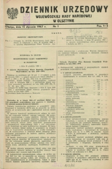 Dziennik Urzędowy Wojewódzkiej Rady Narodowej w Olsztynie. 1967, nr 1 (15 stycznia)