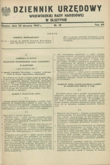 Dziennik Urzędowy Wojewódzkiej Rady Narodowej w Olsztynie. 1967, nr 10 (20 sierpnia)