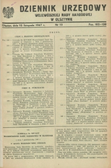 Dziennik Urzędowy Wojewódzkiej Rady Narodowej w Olsztynie. 1967, nr 13 (15 listopada)