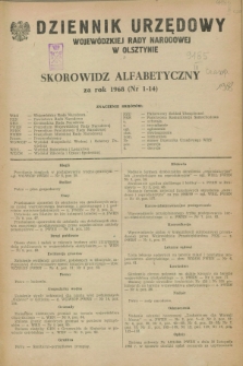 Dziennik Urzędowy Wojewódzkiej Rady Narodowej w Olsztynie. 1968, Skorowidz alfabetyczny