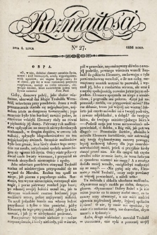Rozmaitości : pismo dodatkowe do Gazety Lwowskiej. 1835, nr 27