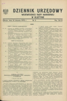 Dziennik Urzędowy Wojewódzkiej Rady Narodowej w Olsztynie. 1970, nr 5 (15 sierpnia)