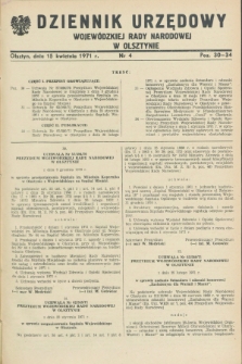 Dziennik Urzędowy Wojewódzkiej Rady Narodowej w Olsztynie. 1971, nr 4 (15 kwietnia)