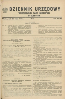 Dziennik Urzędowy Wojewódzkiej Rady Narodowej w Olsztynie. 1971, nr 6 (20 maja)