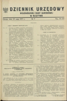Dziennik Urzędowy Wojewódzkiej Rady Narodowej w Olsztynie. 1971, nr 7 (29 maja)