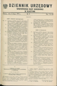 Dziennik Urzędowy Wojewódzkiej Rady Narodowej w Olsztynie. 1971, nr 9 (15 lipca)