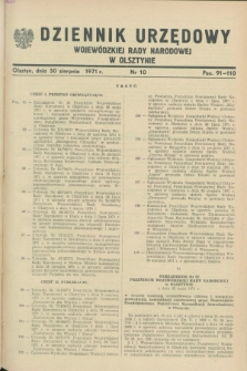 Dziennik Urzędowy Wojewódzkiej Rady Narodowej w Olsztynie. 1971, nr 10 (30 sierpnia)