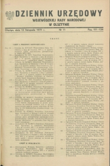 Dziennik Urzędowy Wojewódzkiej Rady Narodowej w Olsztynie. 1971, nr 11 (15 listopada)