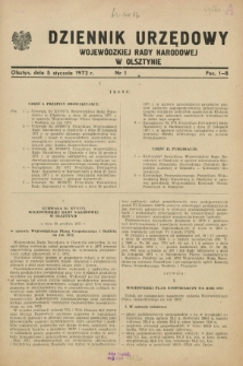 Dziennik Urzędowy Wojewódzkiej Rady Narodowej w Olsztynie. 1972, nr 1 (5 stycznia)