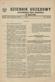 Dziennik Urzędowy Wojewódzkiej Rady Narodowej w Olsztynie. 1972, nr 6 (12 kwietnia)