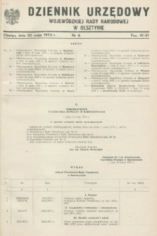 Dziennik Urzędowy Wojewódzkiej Rady Narodowej w Olsztynie. 1974, nr 6 (20 maja)