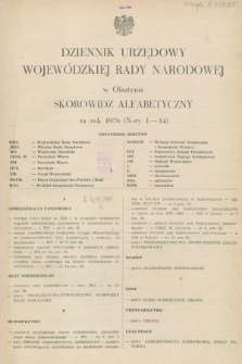 Dziennik Urzędowy Wojewódzkiej Rady Narodowej w Olsztynie. 1976, Skorowidz alfabetyczny