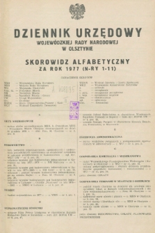 Dziennik Urzędowy Wojewódzkiej Rady Narodowej w Olsztynie. 1977, Skorowidz alfabetyczny