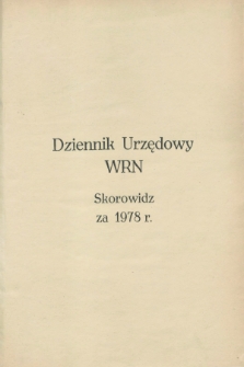 Dziennik Urzędowy Wojewódzkiej Rady Narodowej w Olsztynie. 1978, Skorowidz alfabetyczny
