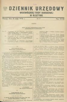 Dziennik Urzędowy Wojewódzkiej Rady Narodowej w Olsztynie. 1978, nr 7 (31 maja)