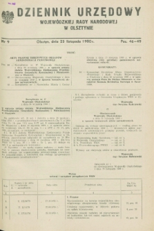Dziennik Urzędowy Wojewódzkiej Rady Narodowej w Olsztynie. 1980, nr 9 (25 listopada)