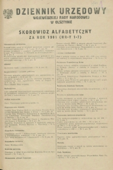 Dziennik Urzędowy Wojewódzkiej Rady Narodowej w Olsztynie. 1981, Skorowidz alfabetyczny