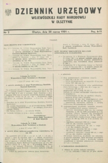 Dziennik Urzędowy Wojewódzkiej Rady Narodowej w Olsztynie. 1981, nr 2 (20 marca)