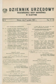 Dziennik Urzędowy Wojewódzkiej Rady Narodowej w Olsztynie. 1981, nr 6 (9 grudnia)