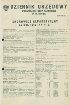 Dziennik Urzędowy Wojewódzkiej Rady Narodowej w Olsztynie. 1982, Skorowidz alfabetyczny