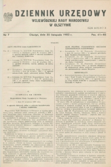Dziennik Urzędowy Wojewódzkiej Rady Narodowej w Olsztynie. 1982, nr 7 (20 listopada)