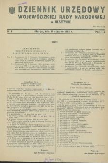 Dziennik Urzędowy Wojewódzkiej Rady Narodowej w Olsztynie. 1983, nr 1 (31 stycznia)
