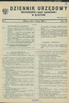 Dziennik Urzędowy Wojewódzkiej Rady Narodowej w Olsztynie. 1984, nr 1 (1 lutego)