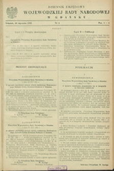 Dziennik Urzędowy Wojewódzkiej Rady Narodowej w Gdańsku. 1952, nr 1 (10 stycznia)