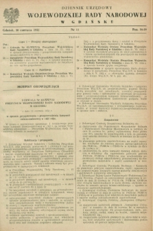 Dziennik Urzędowy Wojewódzkiej Rady Narodowej w Gdańsku. 1952, nr 11 (30 czerwca)