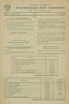 Dziennik Urzędowy Wojewódzkiej Rady Narodowej w Gdańsku. 1954, nr 9 (15 czerwca)