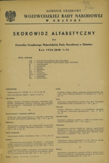 Dziennik Urzędowy Wojewódzkiej Rady Narodowej w Gdańsku. 1956, Skorowidz alfabetyczny