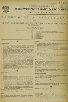 Dziennik Urzędowy Wojewódzkiej Rady Narodowej w Gdańsku. 1959, Skorowidz alfabetyczny