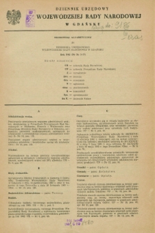 Dziennik Urzędowy Wojewódzkiej Rady Narodowej w Gdańsku. 1963, Skorowidz alfabetyczny