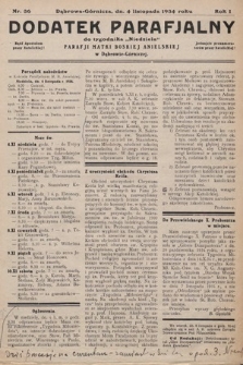 Dodatek Parafjalny do tygodnika „Niedziela” Parafji Matki Boskiej Anielskiej w Dąbrowie-Górniczej. 1934, nr 36