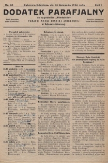 Dodatek Parafjalny do tygodnika „Niedziela” Parafji Matki Boskiej Anielskiej w Dąbrowie-Górniczej. 1934, nr 38