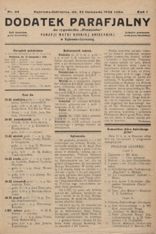Dodatek Parafjalny do tygodnika „Niedziela” Parafji Matki Boskiej Anielskiej w Dąbrowie-Górniczej. 1934, nr 39