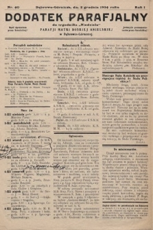 Dodatek Parafjalny do tygodnika „Niedziela” Parafji Matki Boskiej Anielskiej w Dąbrowie-Górniczej. 1934, nr 40