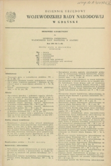 Dziennik Urzędowy Wojewódzkiej Rady Narodowej w Gdańsku. 1972, Skorowidz alfabetyczny