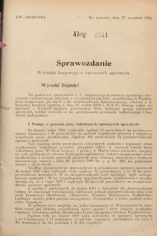 [Kadencja IX, sesja I, al. 1041] Alegata do Sprawozdań Stenograficznych z Pierwszej Sesyi Dziewiątego Peryodu Sejmu Krajowego Królestwa Galicyi i Lodomeryi z Wielkiem Księstwem Krakowskiem z roku 1913. Alegat 1041