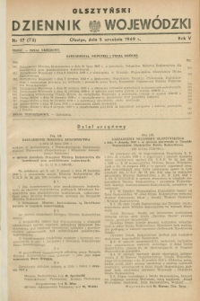 Olsztyński Dziennik Wojewódzki. R.5, nr 17 (5 września 1949) = nr (73)