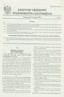 Dziennik Urzędowy Województwa Gdańskiego. 1992, nr 22 (27 listopada)