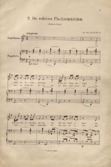 Aus Italien : drei Lieder für eine Singstimme mit Begleitung des Pianoforte : op. 13 : A. für tiefe Stimme. Nr. 2, „Du schönes Fischermädchen”
