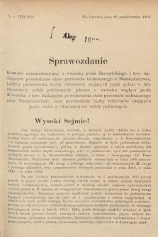 [Kadencja IX, sesja I, al. 1097] Alegata do Sprawozdań Stenograficznych z Pierwszej Sesyi Dziewiątego Peryodu Sejmu Krajowego Królestwa Galicyi i Lodomeryi z Wielkiem Księstwem Krakowskiem z roku 1913. Alegat 1097