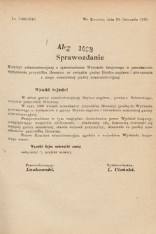 [Kadencja IX, sesja I, al. 1098] Alegata do Sprawozdań Stenograficznych z Pierwszej Sesyi Dziewiątego Peryodu Sejmu Krajowego Królestwa Galicyi i Lodomeryi z Wielkiem Księstwem Krakowskiem z roku 1913. Alegat 1098