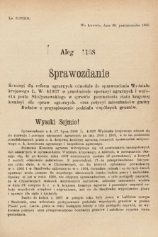 [Kadencja IX, sesja I, al. 1108] Alegata do Sprawozdań Stenograficznych z Pierwszej Sesyi Dziewiątego Peryodu Sejmu Krajowego Królestwa Galicyi i Lodomeryi z Wielkiem Księstwem Krakowskiem z roku 1913. Alegat 1108