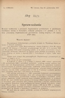 [Kadencja IX, sesja I, al. 1120] Alegata do Sprawozdań Stenograficznych z Pierwszej Sesyi Dziewiątego Peryodu Sejmu Krajowego Królestwa Galicyi i Lodomeryi z Wielkiem Księstwem Krakowskiem z roku 1913. Alegat 1120