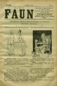 Nowy Faun : dodatek humorystyczny do dwutygodnika przemysłowo-handlowego i gospodarczego „Dźwignia”. 1901, nr 5 (1 marca)