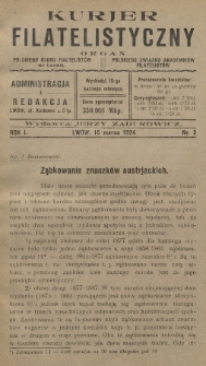 Kurjer Filatelistyczny : organ Polskiego Klubu Filatelistów we Lwowie, Polskiego Związku Akademików Filatelistów. 1924, nr 2