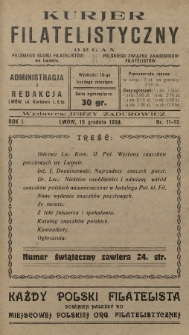 Kurjer Filatelistyczny : organ Polskiego Klubu Filatelistów we Lwowie, Polskiego Związku Akademików Filatelistów. 1924, nr 11-12