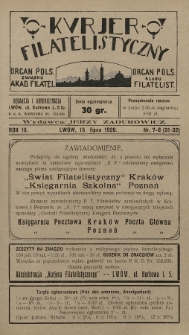 Kurjer Filatelistyczny : organ Pols. Związku Akad. Filatel. : organ Pols. Klubu Filatelist. 1926, nr 7-8